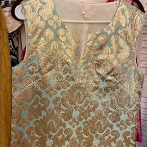 J Crew mint and gold shell